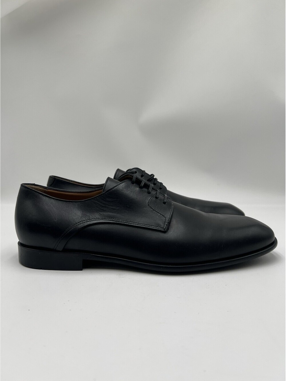 Men’s FERRAGAMO  Fosco Black Leather Lace Up Oxfords Size 10.5E
